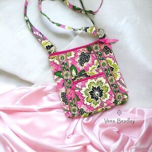 Vera Bradley Priscilla Pink Hipster Crossbody Shoulder Bag Cotton Pink Green